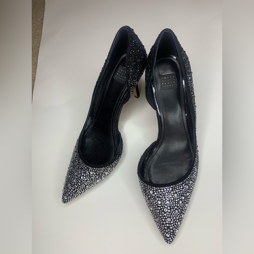 White House black market bejeweled pageant / cocktail style pointed toe heels